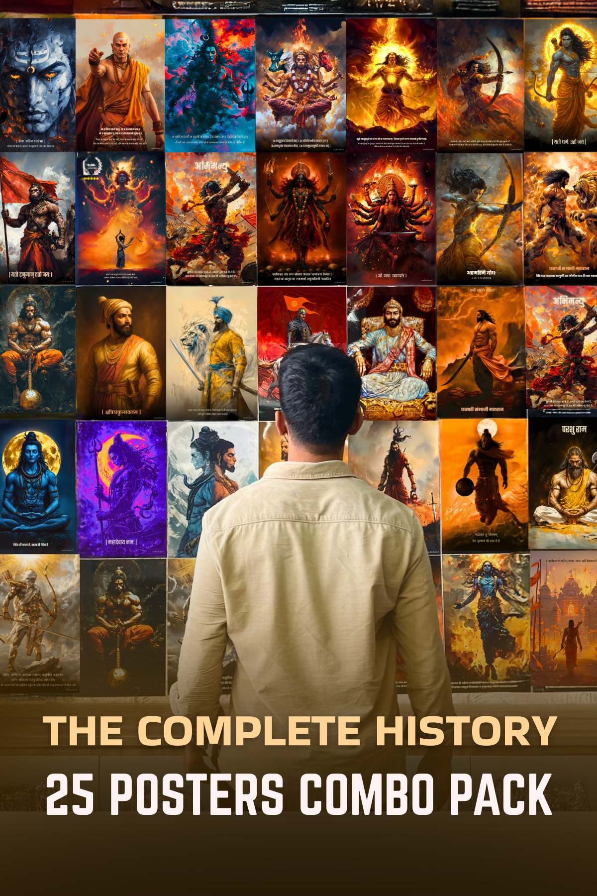 The Bharatvarsh's Complete History 25 Premium Posters Combo + Free "शस्त्र • शास्त्र • शौर्य • विद्या" Poster + Free Wall Friendly Glue Dots + 2 Surprise Stickers