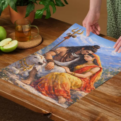 The Shiv Parvati Peaceful Poster | 8K | Premium Glossy