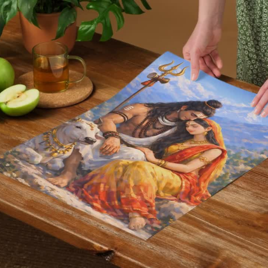 The Shiv Parvati Peaceful Poster | 8K | Premium Glossy