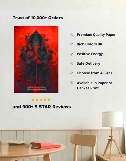 The 'सर्वशक्तिमयं सर्वरूपधरं' Ganesha Wall Poster | Premium Quality