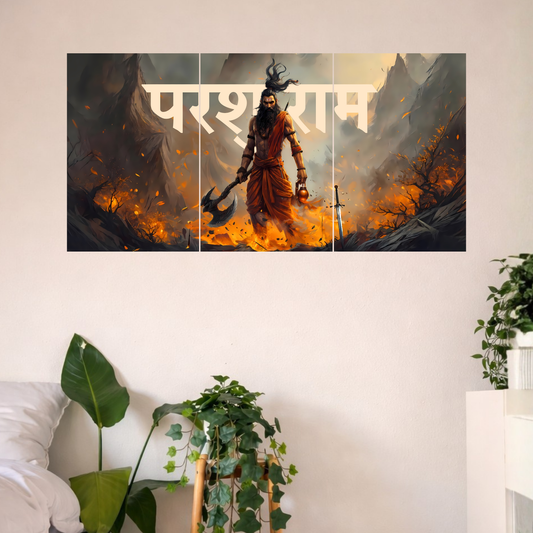 The 'परशुराम' Parshuram Ji Epic 3 Panel SPLIT Poster | 8K | Premium Glossy