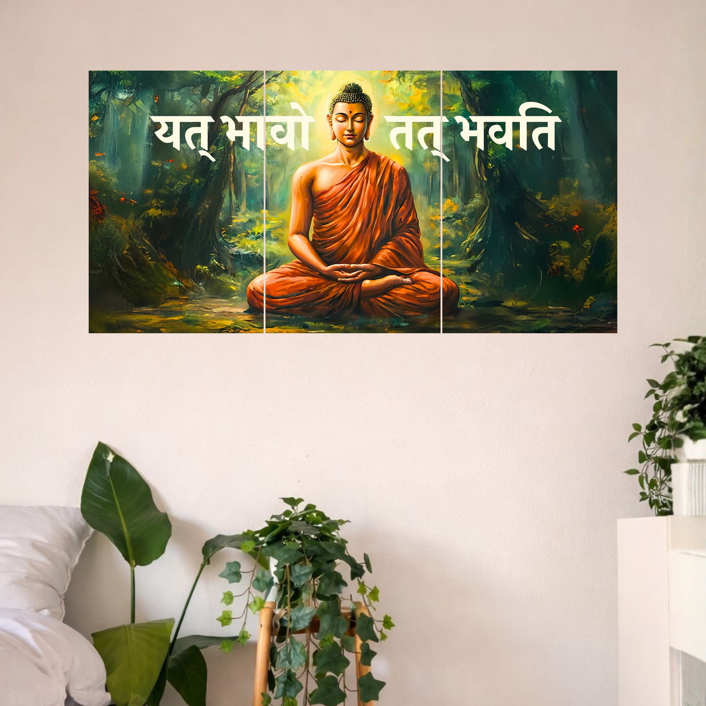 The 'यत् भावो तत् भवति' Gautam Buddha Epic 3 Panel SPLIT Poster | 8K | Premium Glossy