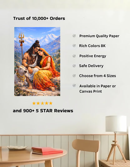 The Shiv Parvati Peaceful Premium Large Poster | 8K | Premium Glossy