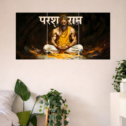 The 'परशुराम' Parshuram Ji Meditation Epic 3 Panel SPLIT Poster | 8K | Premium Glossy