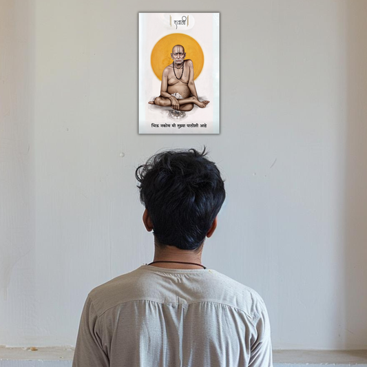 The "भिऊ नकोस मी तुझ्या पाठीशी आहे" Shri Swami Samarth Poster | 8K | Premium Glossy - Bharatvarsh Arts--Wall Poster Sets - Buy Indian Spiritual, Mythology, Gods, Warrior Wall Art - For Living Room, Decor