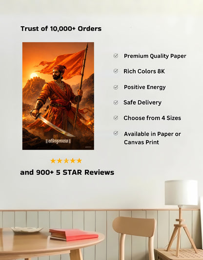 The 'क्षत्रियकुलावतंस' Chatrapati Shivaji Maharaj Premium Large Poster | 8K | Premium Glossy