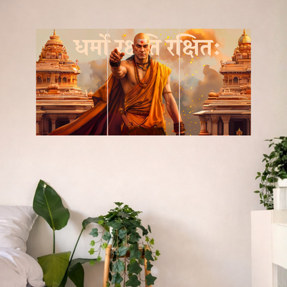 The 'धर्मो रक्षति रक्षितः' Chanakya Epic 3 Panel SPLIT Poster | 8K | Premium Glossy