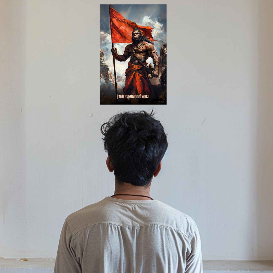 The 'यतो हनुमान् ततो जयः' Hanuman Poster | 8K | Premium Glossy - Bharatvarsh Arts--Wall Poster Sets - Buy Indian Spiritual, Mythology, Gods, Warrior Wall Art - For Living Room, Decor