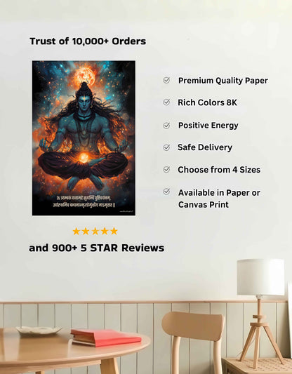 The "ॐ त्र्यम्बकं यजामहे " Lord Shiva Large Poster | 8K | Premium Glossy