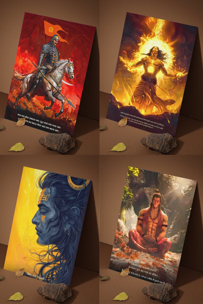 The 'SWASTIK' 19 Premium Posters Combo + Free Fevicol EasyStick Kit + 2 Surprise Sticker | Size : 1 x 1.5 ft - Bharatvarsh Arts--Wall Poster Sets - Buy Indian Spiritual, Mythology, Gods, Warrior Wall Art - For Living Room, Decor