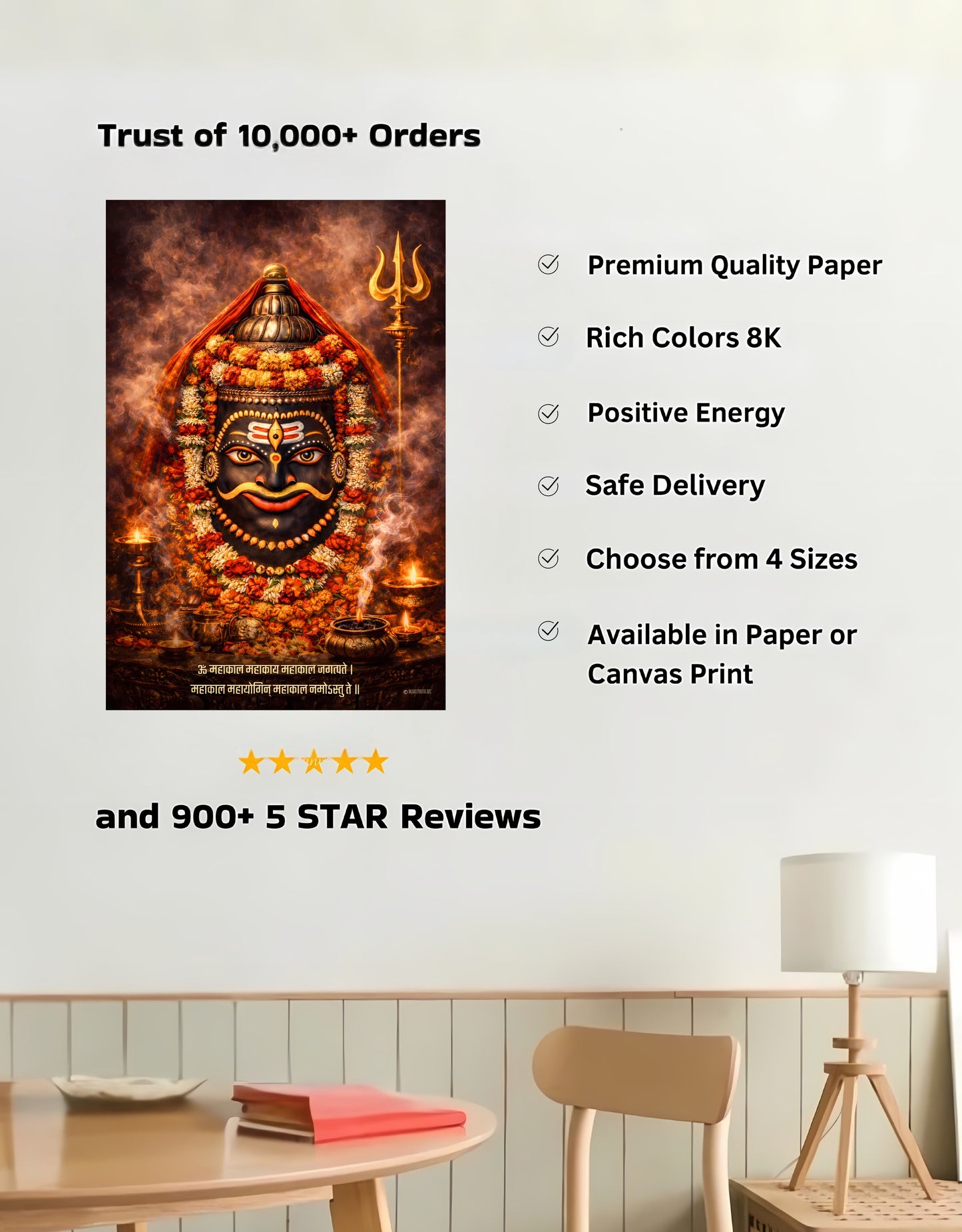 The 'ॐ महाकाल महाकाय' Ujjain Mahakal Premium Large Poster | 8K | Premium Glossy