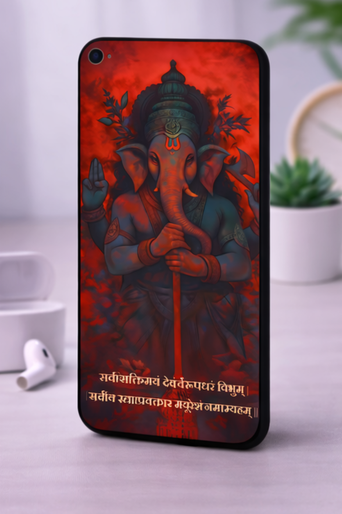 The 'सर्वशक्तिमयं सर्वरूपधरं' Ganesha Mobile Skin | Premium UV Print | Matte Finish