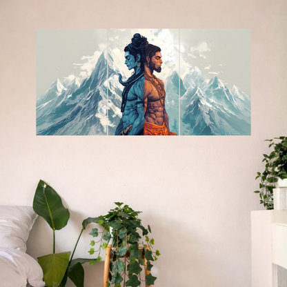 The Shiv Hanuman Epic 3 Panel SPLIT Poster | 8K | Premium Glossy