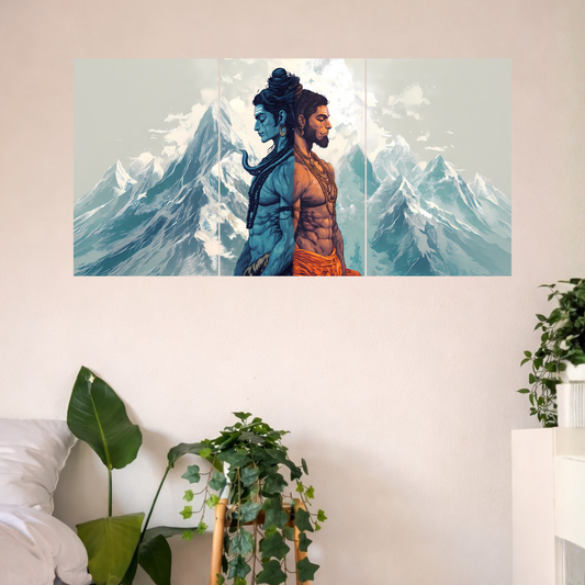 The Shiv Hanuman Epic 3 Panel SPLIT Poster | 8K | Premium Glossy