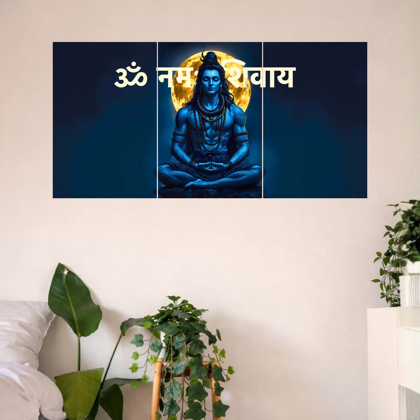 The 'ॐ नमः शिवाय' Shiv Ji Meditation Epic 3 Panel SPLIT Poster | 8K | Premium Glossy