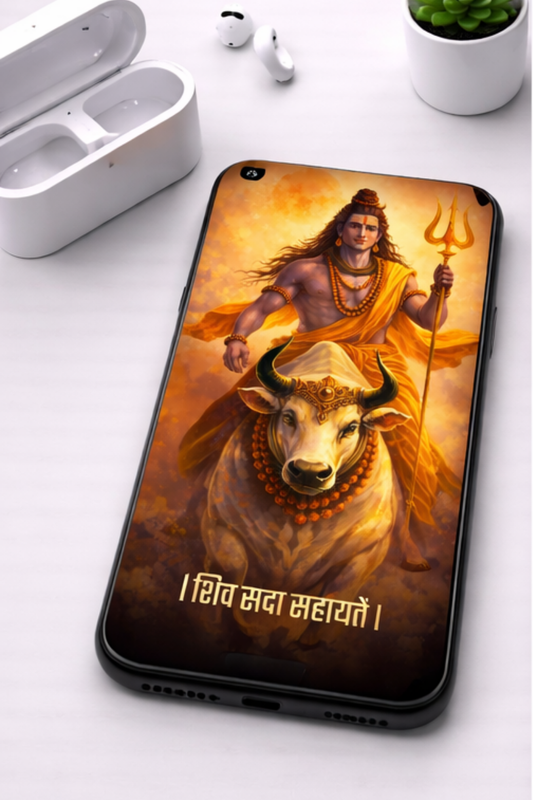 The 'शिव सदा सहायतें' Lord Shiva and Nandi Mobile Skin | Premium UV Print | Matte Finish