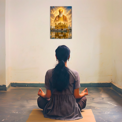 The 'वाहेगुरु' Guru Nanak Ji and Golden Temple Poster | 8K | Premium Glossy