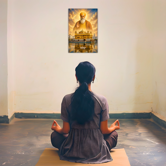 The 'वाहेगुरु' Guru Nanak Ji and Golden Temple Poster | 8K | Premium Glossy