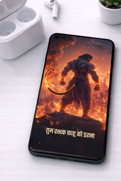 The 'तुम रक्षक काहू को डरना' Hanuman Lankadahan Mobile Skin | Premium UV Print | Matte Finish