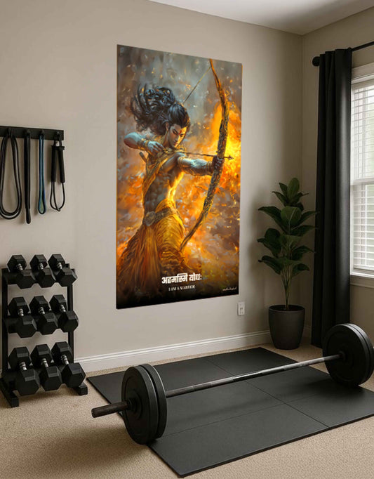 The "अहमस्मि योधः" Prabhu Shreeram Large Warrior Poster | 8K | Premium Glossy