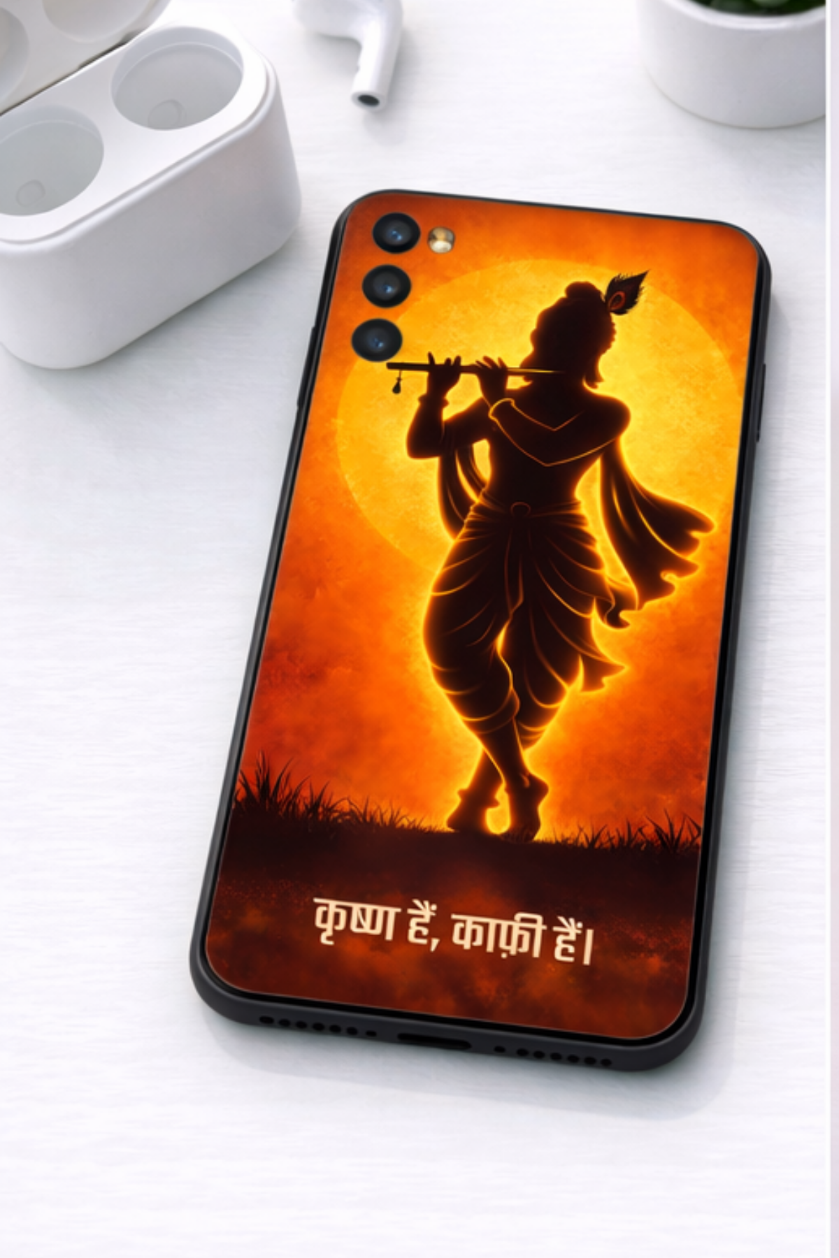 The 'कृष्ण हैं, काफ़ी हैं' Krishna Mobile Skin | Premium UV Print | Matte Finish