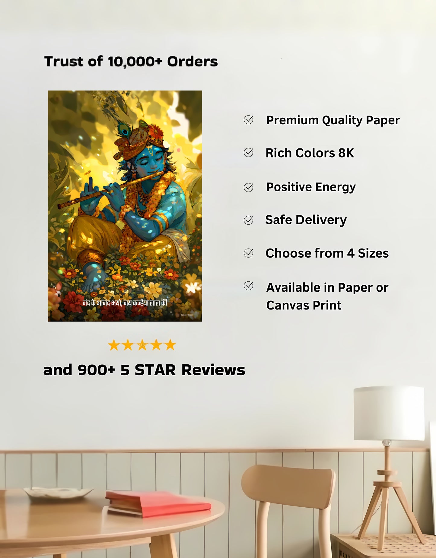 The 'नंद के आनंद भयो, जय कन्हैया लाल की' Krishna Aesthetic Premium Large Poster | 8K | Premium Glossy