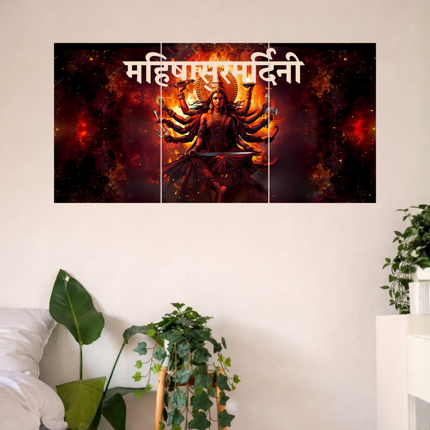 The 'महिषासुरमर्दिनी' Durga Mata Epic 3 Panel SPLIT Poster | 8K | Premium Glossy