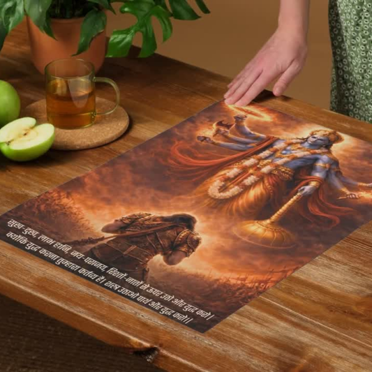 The 'शस्त्र उठाओ पार्थ' Krishna Mahabharat Poster | 8K | Premium Glossy