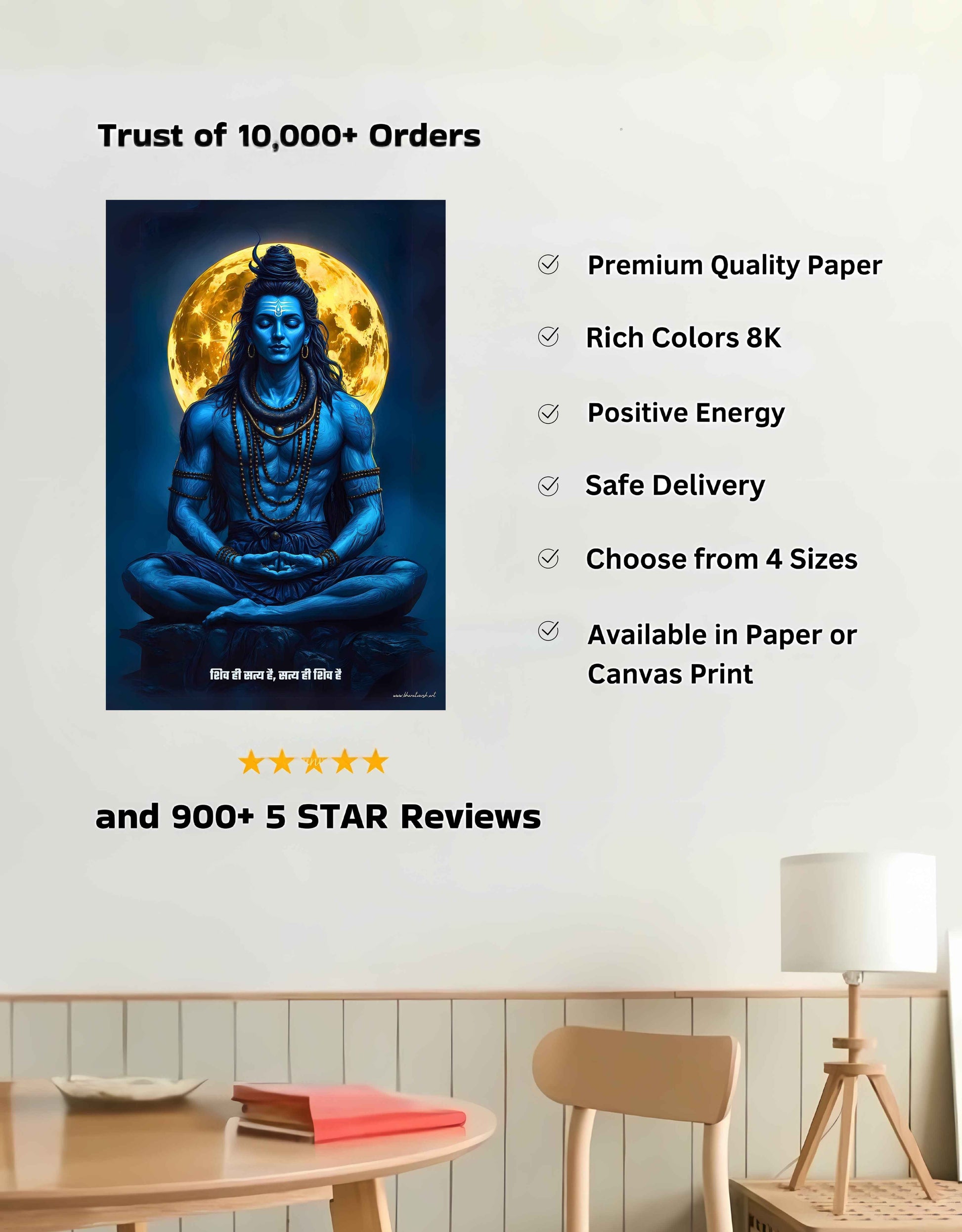 The "शिव ही सत्य है" Shiva Large Poster  | 8K | Premium Glossy