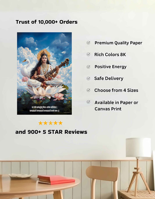 The "या देवी सर्वभूतेषु" Maa Saraswati Poster | 8K | Premium Glossy