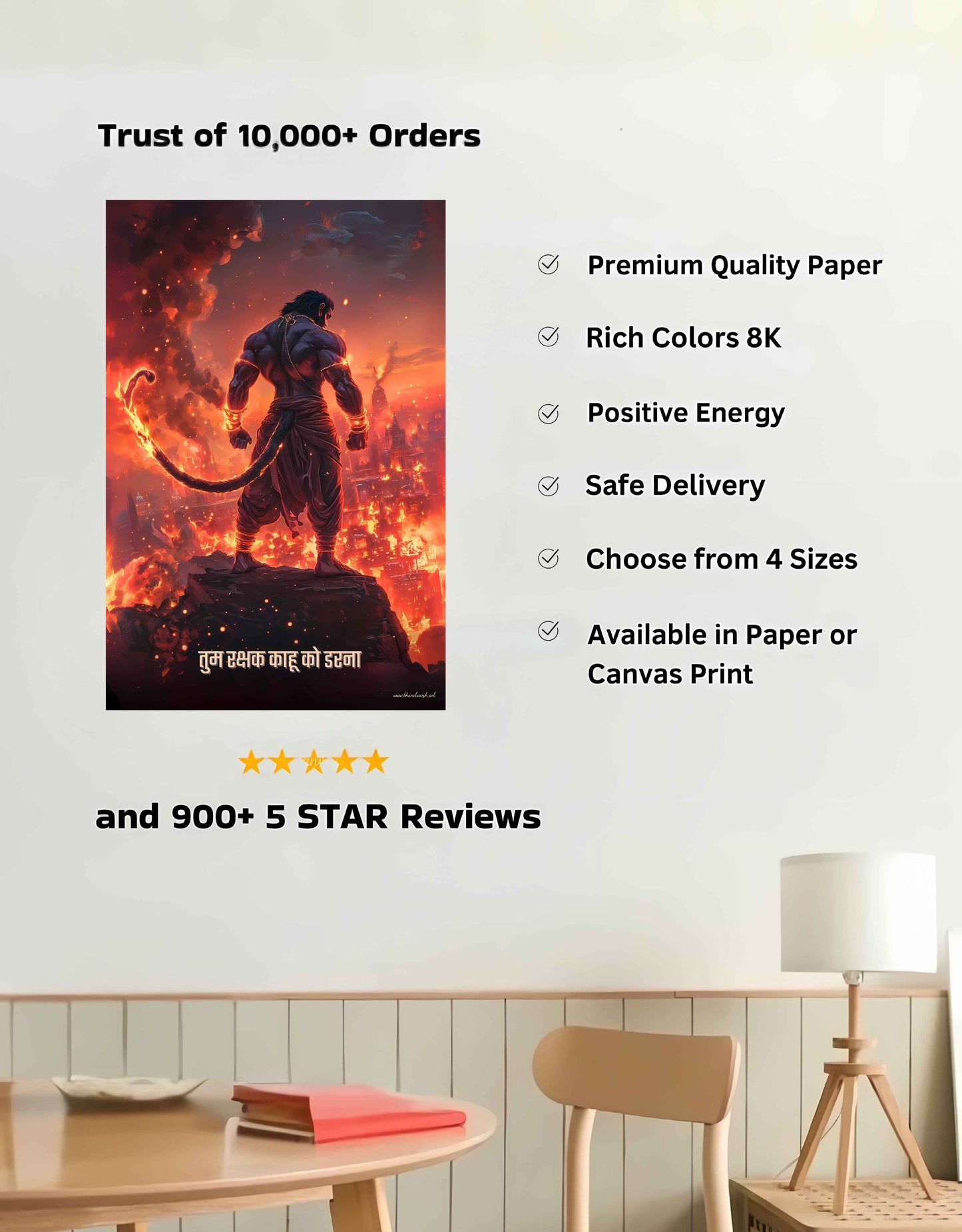 The 'तुम रक्षक काहू को डरना' Hanuman Lankadahan Poster | 8K | Premium Glossy