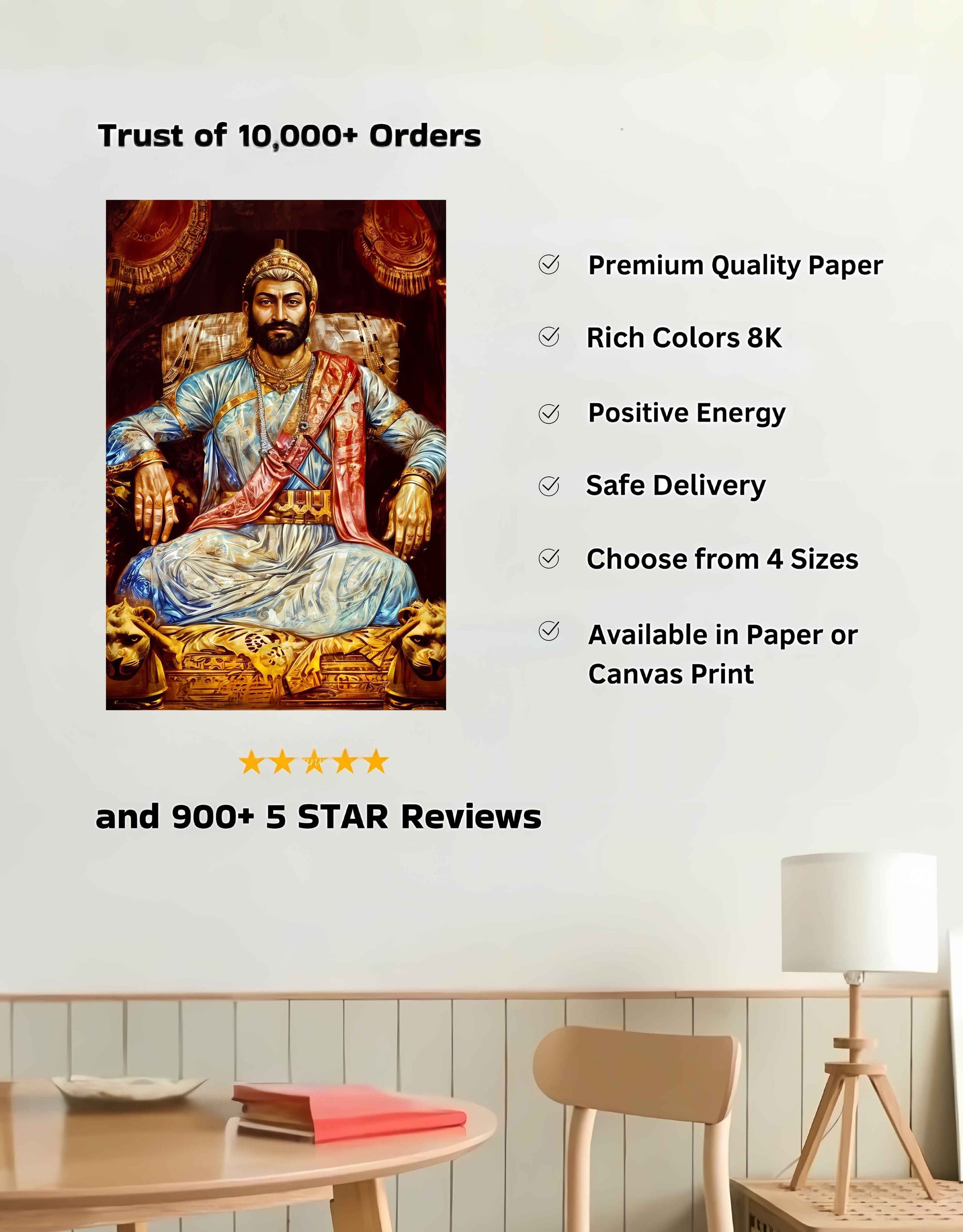 The King Chatrapati Shivaji Maharaj Large Wall Poster | 8K | Premium Glossy