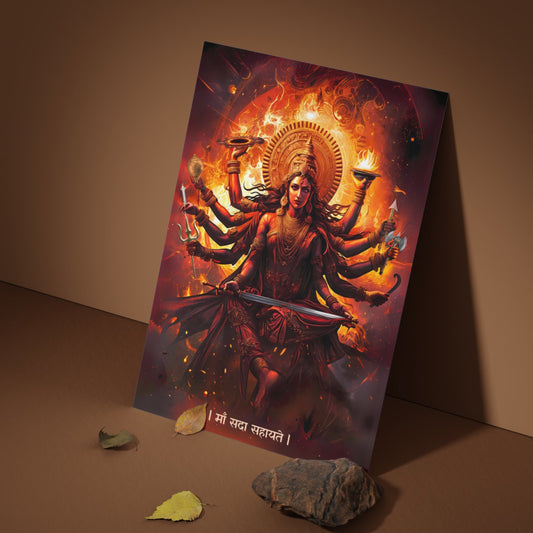The 'त्रिदेवी' Durga, Saraswati, Kali Mata Pack of 3 Premium Posters Combo + Free Wall Friendly Glue Dots