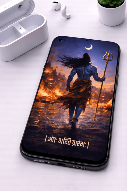 The 'अंतः अस्ति प्रारंभः' Lord Shiva & Kashi Mobile Skin | Premium UV Print | Matte Finish
