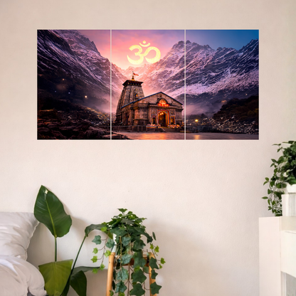 The Kedarnath Shiv Temple 3 Panel SPLIT Poster | 8K | Premium Glossy