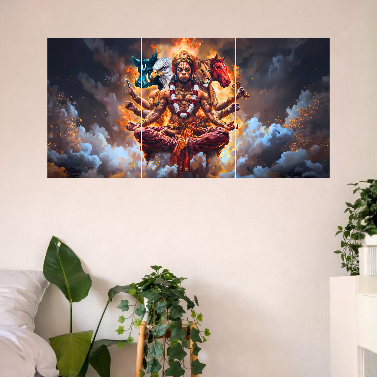 The Panchmukhi Hanuman Epic 3 Panel SPLIT Poster | 8K | Premium Glossy
