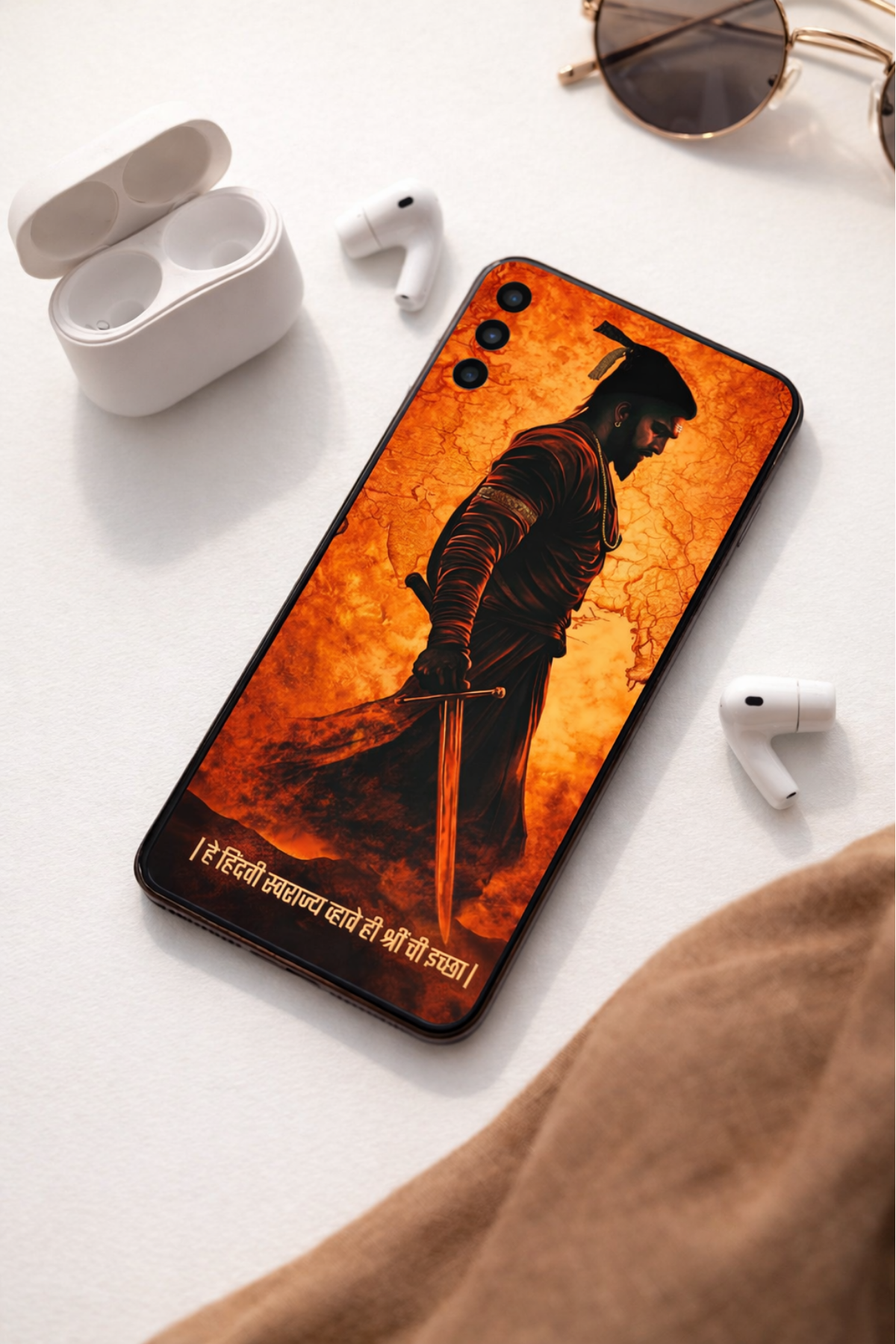 The 'हे हिंदवी स्वराज्य व्हावे ही श्रीं ची इच्छा' Chatrapati Shivaji Maharaj Fierce Mobile Skin | Premium UV Print | Matte Finish (Copy)