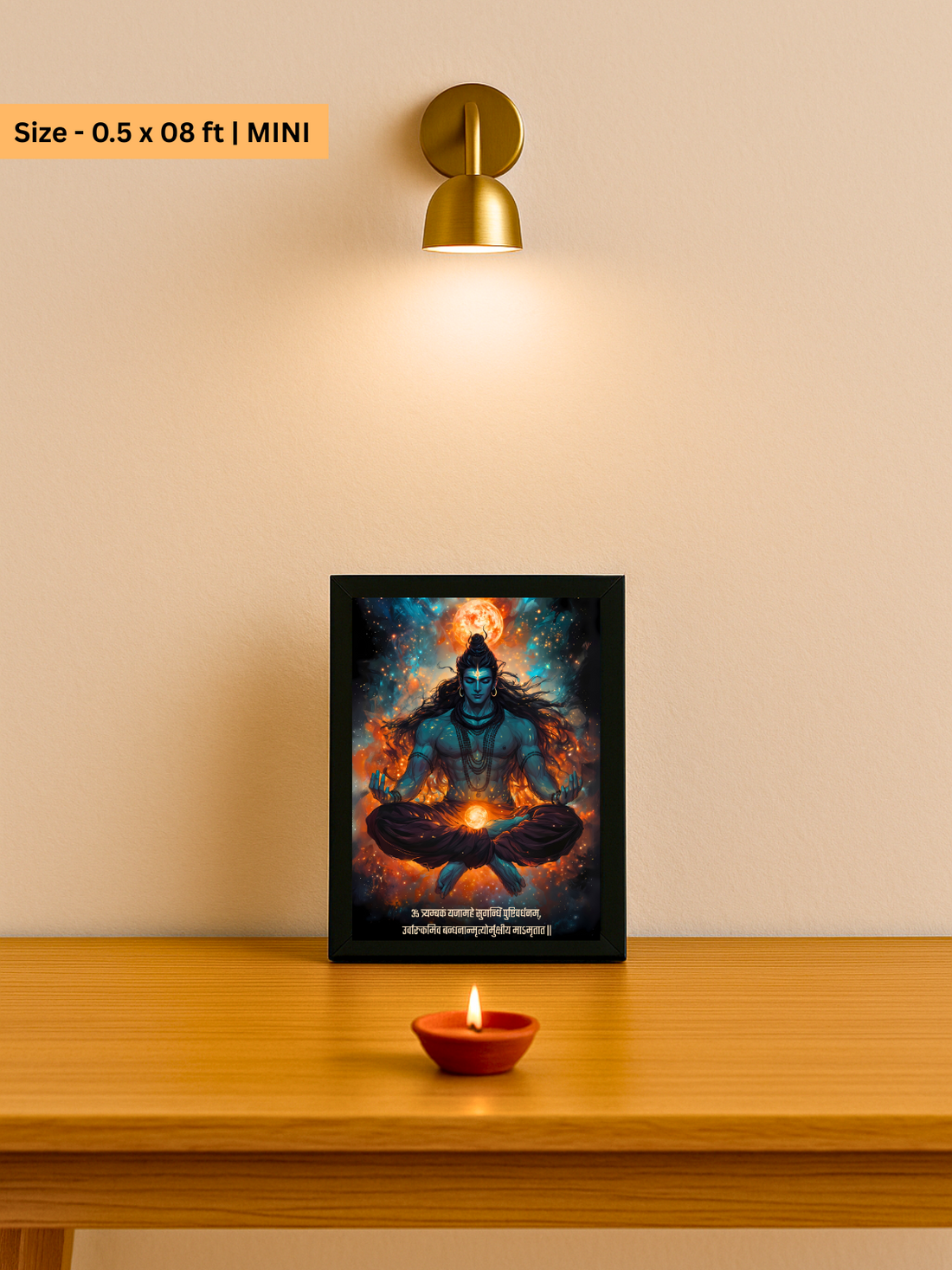The "ॐ त्र्यम्बकं यजामहे " Lord Shiva Wall Frame | Premium Quality - Bharatvarsh Arts--Wall Poster Sets - Buy Indian Spiritual, Mythology, Gods, Warrior Wall Art - For Living Room, Decor