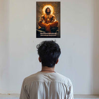 The 'मनोजवं मारुततुल्यवेगं' Hanuman Meditation Poster Orange | 8K | Premium Glossy - Bharatvarsh Arts--Wall Poster Sets - Buy Indian Spiritual, Mythology, Gods, Warrior Wall Art - For Living Room, Decor