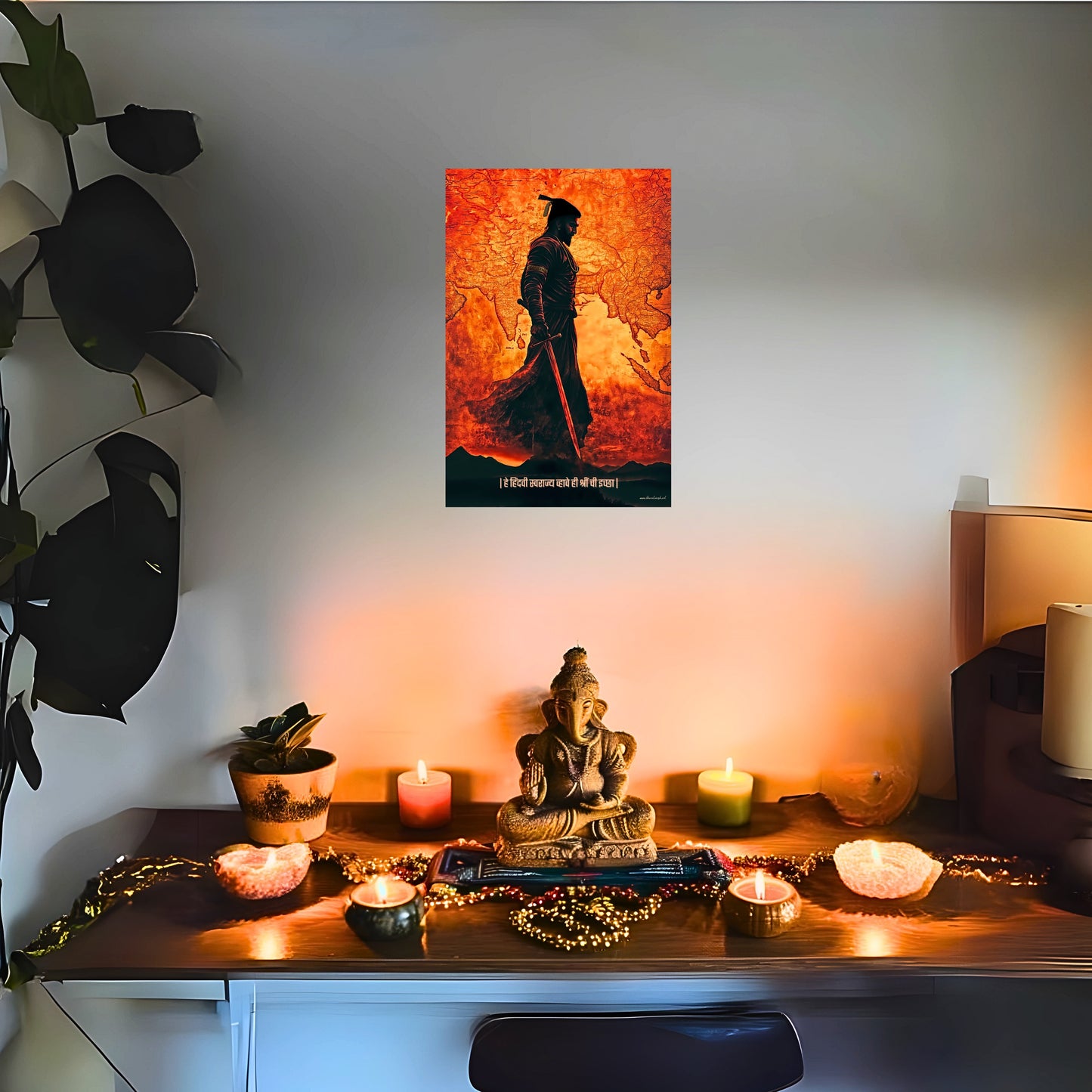 The 'हे हिंदवी स्वराज्य व्हावे ही श्रीं ची इच्छा' Chatrapati Shivaji Maharaj Poster | 8K | Premium Glossy - Bharatvarsh Arts--Wall Poster Sets - Buy Indian Spiritual, Mythology, Gods, Warrior Wall Art - For Living Room, Decor