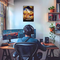 The Classic "कर्मण्येवाधिकारस्ते मा फलेषु कदाचन" Krishna Arjuna Poster | 8K Remastered | Premium Glossy - Bharatvarsh Arts--Wall Poster Sets - Buy Indian Spiritual, Mythology, Gods, Warrior Wall Art - For Living Room, Decor