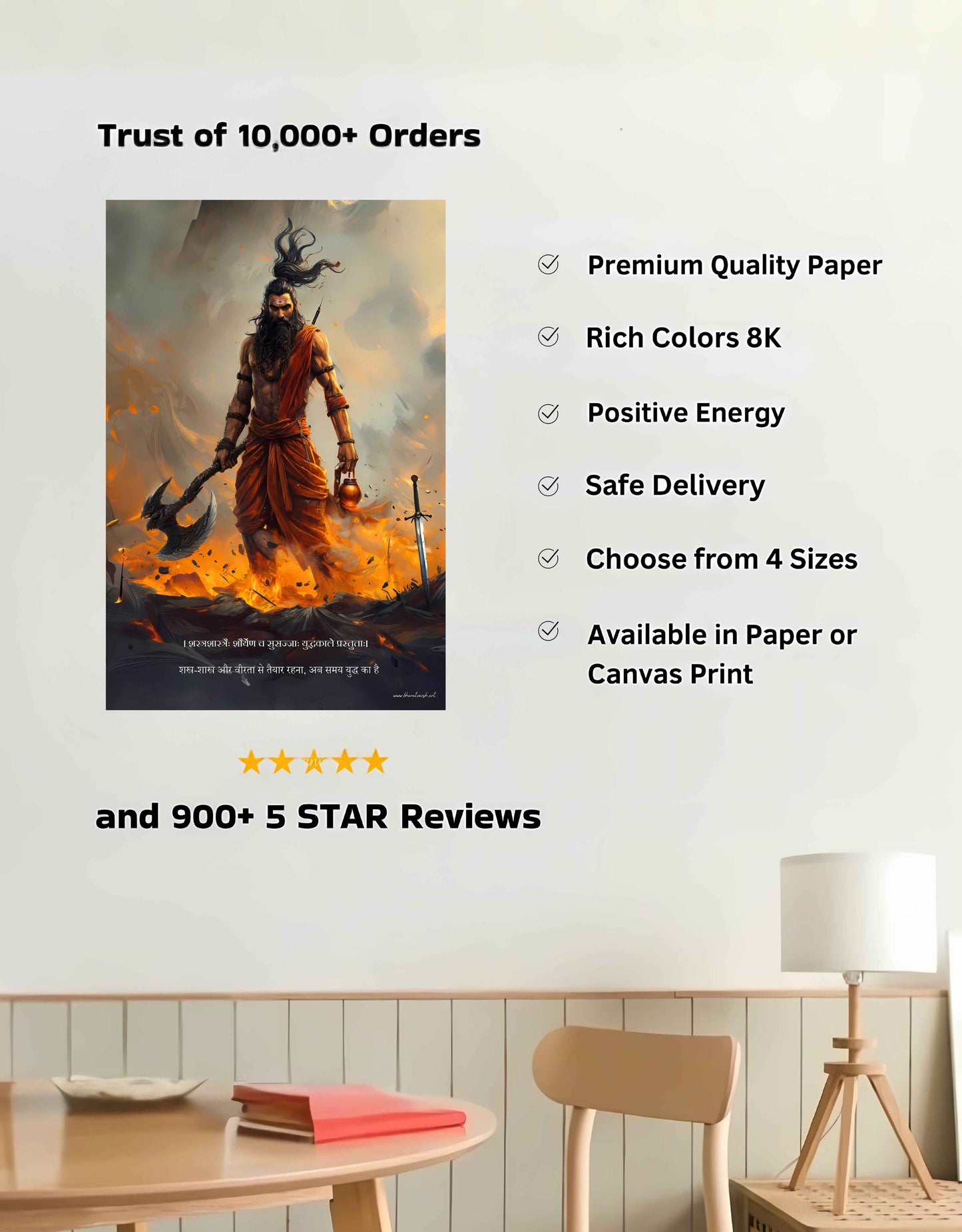 The 'शस्त्रशास्त्रैः शौर्येण' Parshuram Large Poster | 8K | Premium Glossy