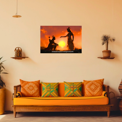 The 'कर्मण्येवाधिकारस्ते मा फलेषु कदाचन' Krishna Arjun Kurukshetra Geeta Landscape Poster | 8K | Premium Glossy