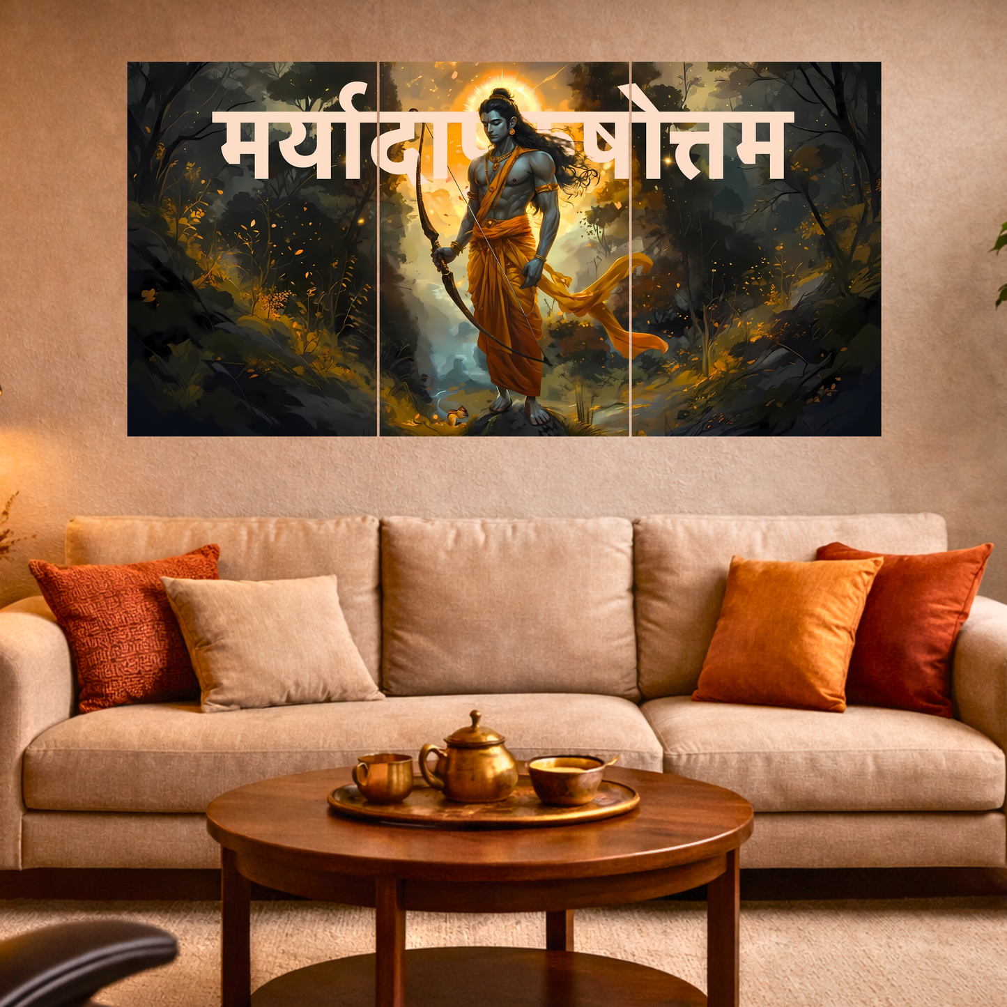 The 'मर्यादापुरुषोत्तम' Prabhu Shree Ram Epic 3 Panel SPLIT Poster | 8K | Premium Glossy