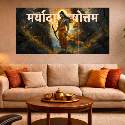 The 'मर्यादापुरुषोत्तम' Prabhu Shree Ram Epic 3 Panel SPLIT Poster | 8K | Premium Glossy