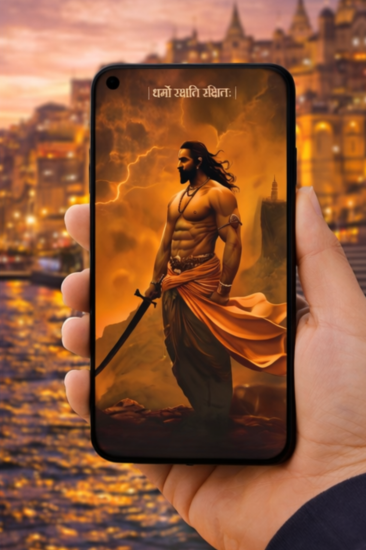 The 'धर्मो रक्षति रक्षितः' Sambhaji Maharaj Mobile Skin | Premium UV Print | Matte Finish