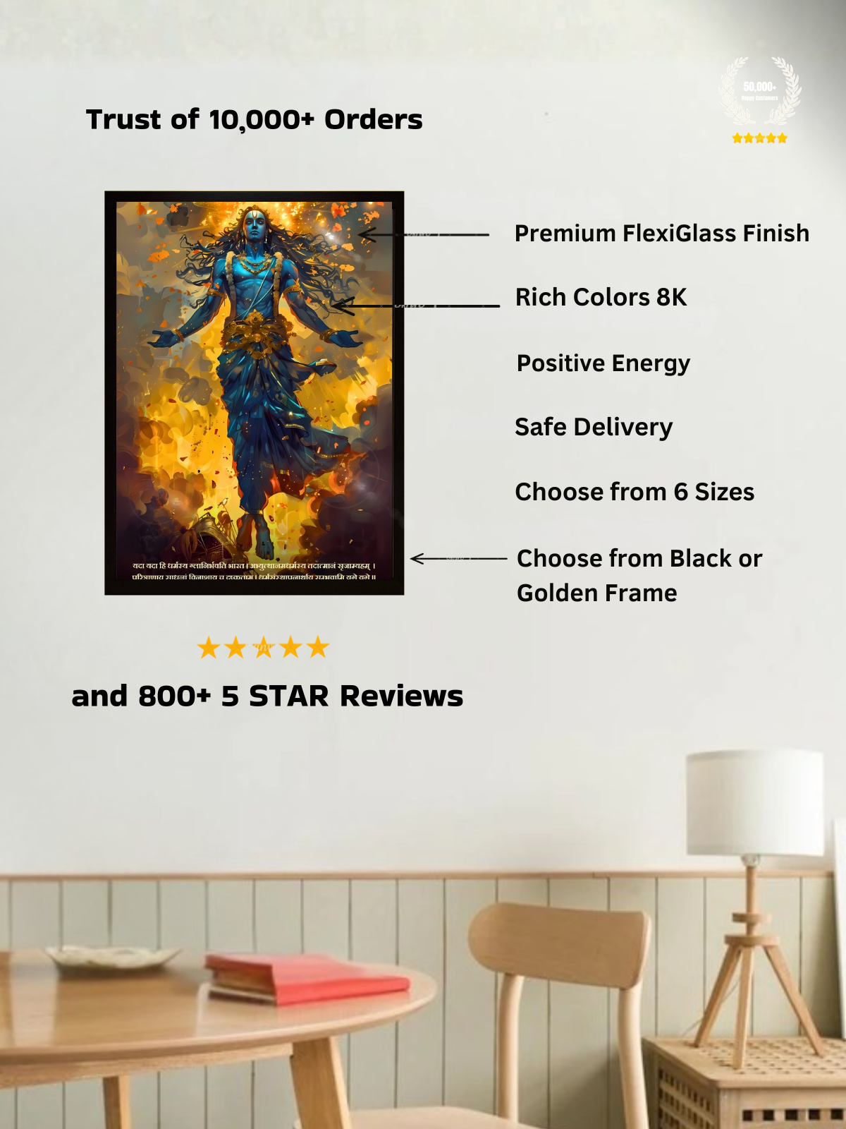 The "यदा यदा हि धर्मस्य" Krishna Bhagwan Wall Frame | Premium Quality