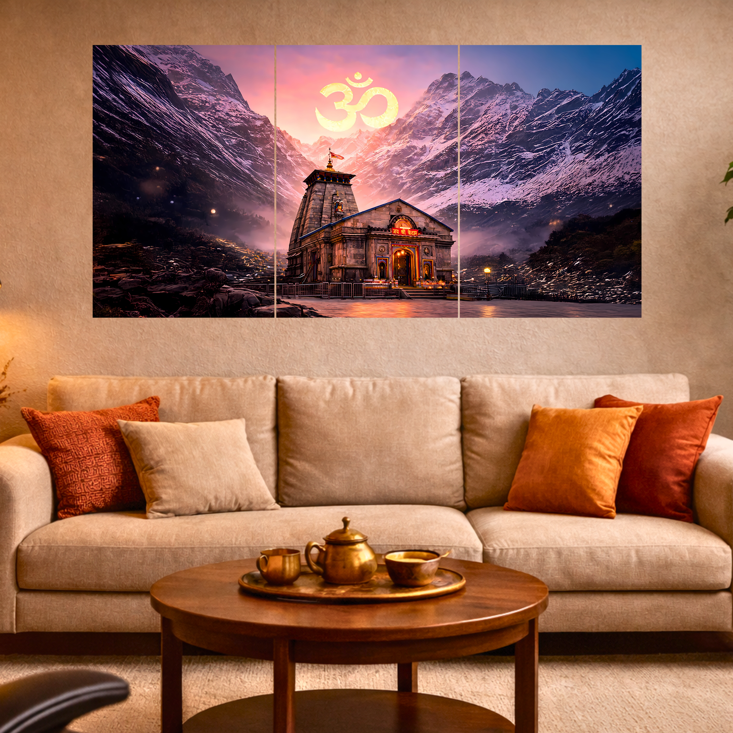 The Kedarnath Shiv Temple 3 Panel SPLIT Poster | 8K | Premium Glossy