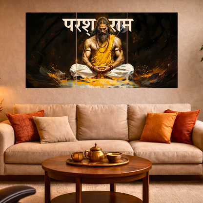 The 'परशुराम' Parshuram Ji Meditation Epic 3 Panel SPLIT Poster | 8K | Premium Glossy