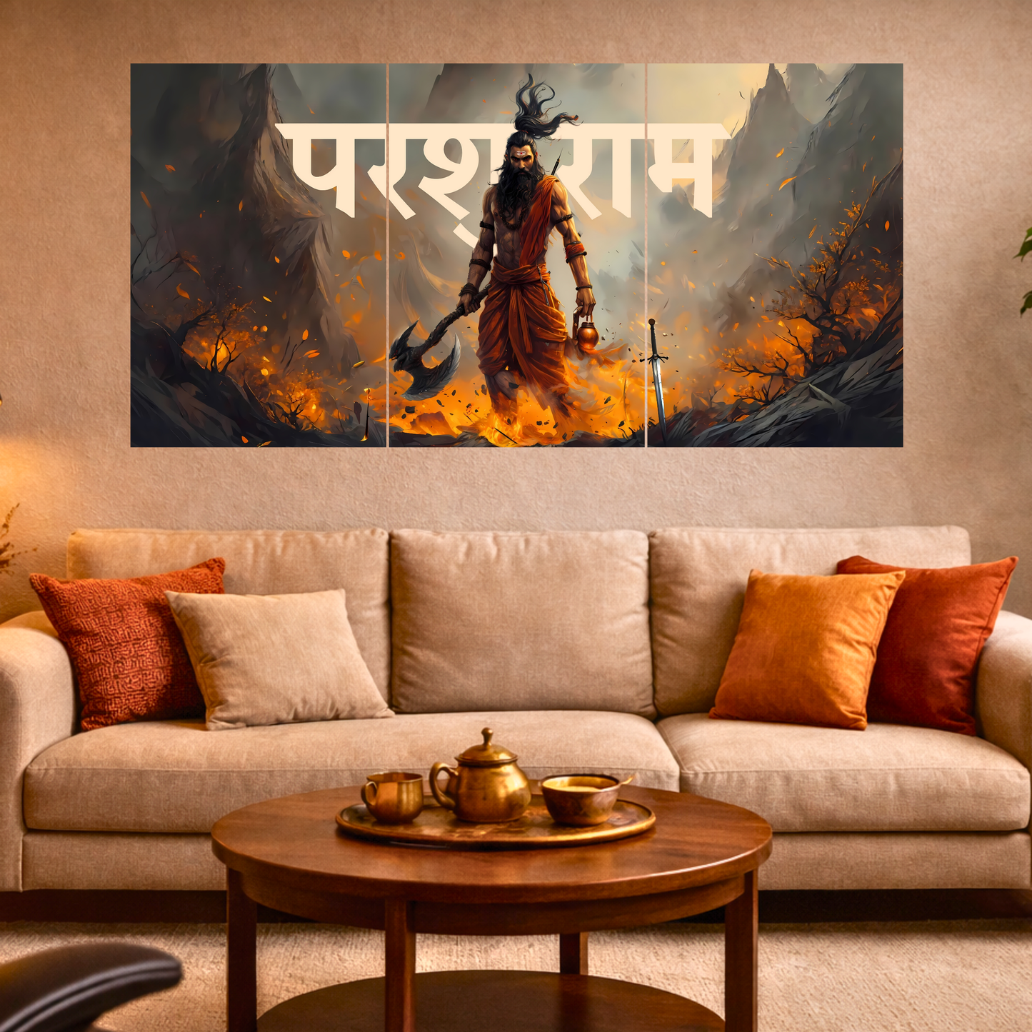 The 'परशुराम' Parshuram Ji Epic 3 Panel SPLIT Poster | 8K | Premium Glossy